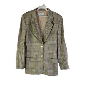 Vintage 80s Rockabilly Blazer Jacket Wool Houndstooth Plaid Baggy